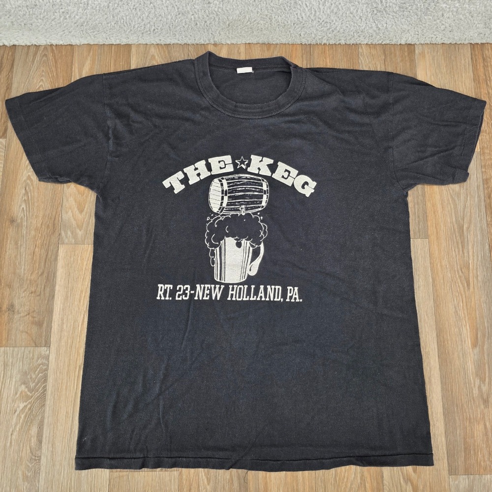 Vintage The Keg New Holland PA Bar T-Shirt XL Black Single Stitch Made in USA